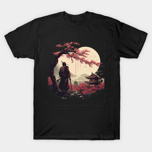 Aesthetic Vintage Samurai Japanese Art Samurai Retro cherry T-Shirt T-Shirt by JayD World